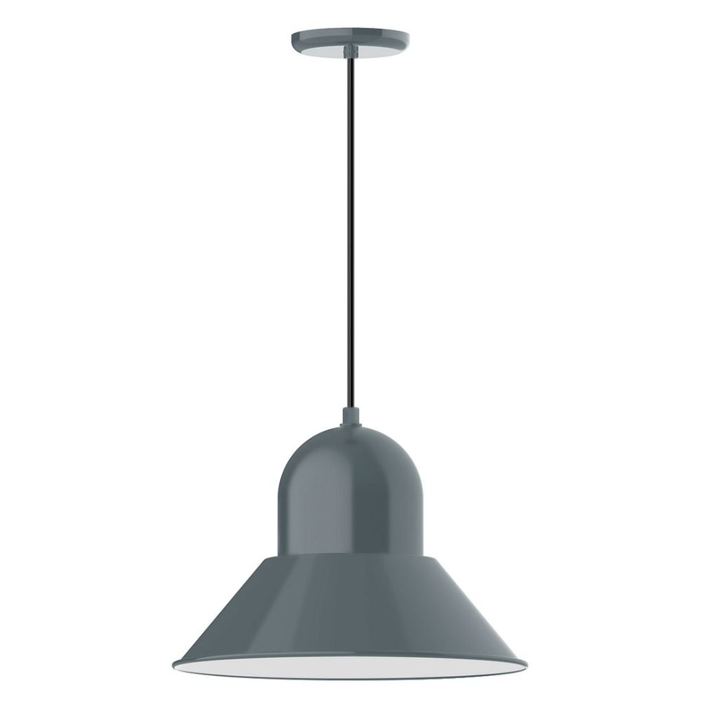 Montclair Lightworks PEB125-40-L13 16" Prima Shade, Led Pendant With Black Cord And Canopy, Slate Gray